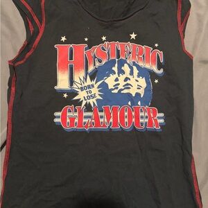 Hysteric Glamour Black Top with Red and Blue Graphic